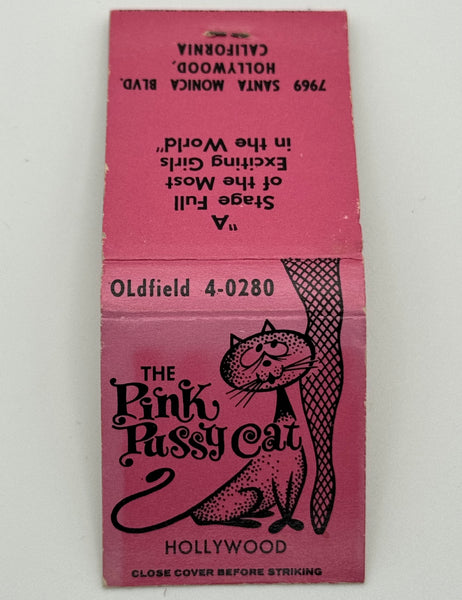 "The Pink Pussycat" Hollywood, CA Vintage Feature Matchbook