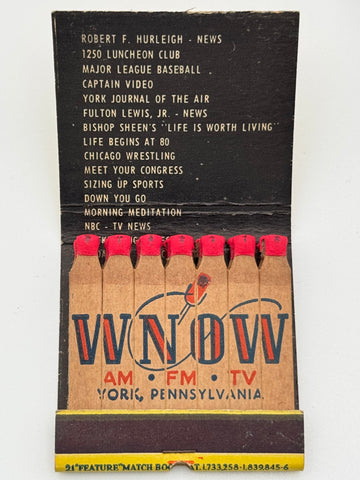 "WNOW Radio" York, PA Vintage Feature Matchbook