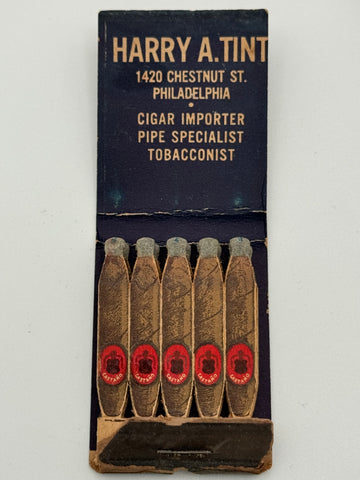 "Harry A. Tint Tobacconist" Phila, PA Vintage Feature Matchbook