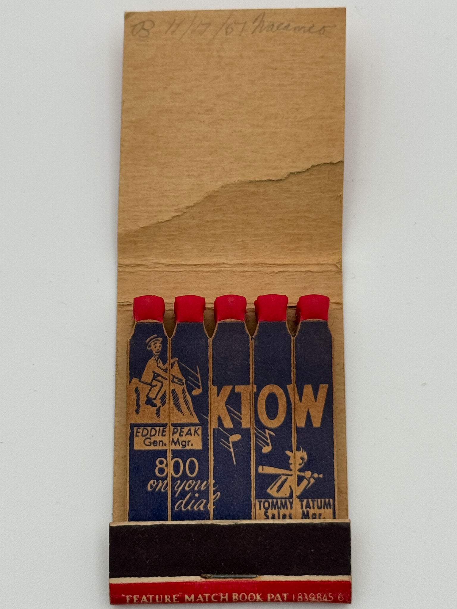 "KTOW" Oklahoma Vintage Feature Matchbook