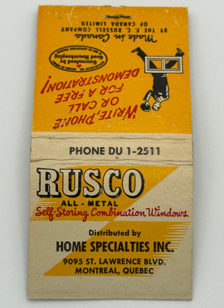 "Rusco" Montreal, Canada Vintage Feature Matchbook