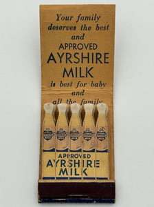"Ayrshire Milk / Arnold Bros" Canandaigua, NY Vintage Feature Matchbook