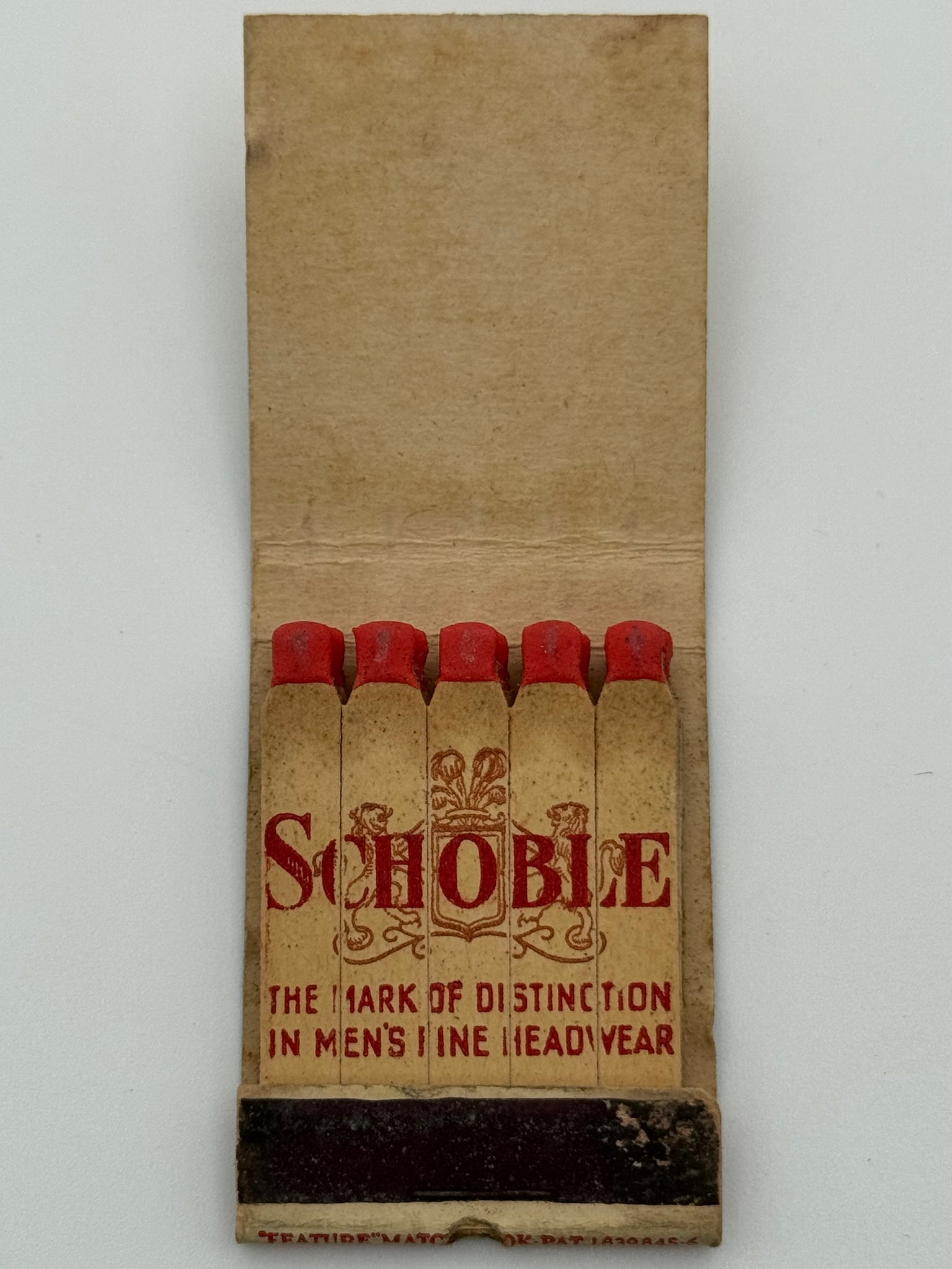 "Schoble Hats / Edwards" Phila, PA Vintage Feature Matchbook