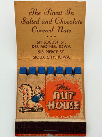 "The Nut House" Sioux City, IA Vintage Feature Matchbook