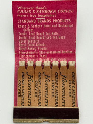 "Hospitality House / Standard Brands Incorporated" Vintage Feature Matchbook