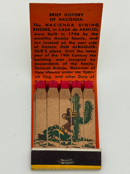 "Hacienda Dining Rooms" Albuquerque, NM Vintage Feature Matchbook