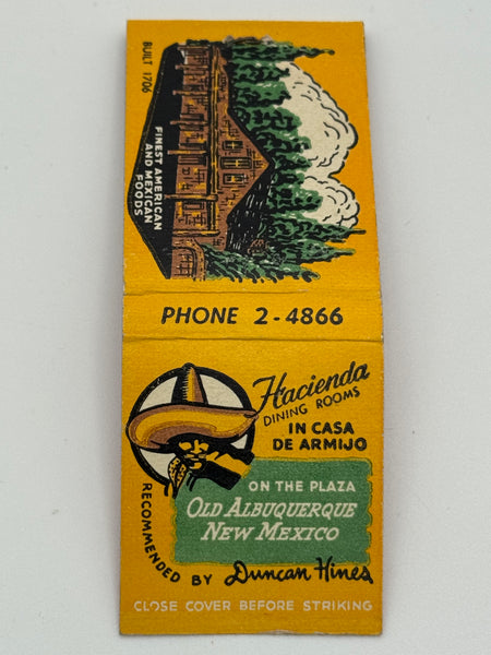 "Hacienda Dining Rooms" Albuquerque, NM Vintage Feature Matchbook