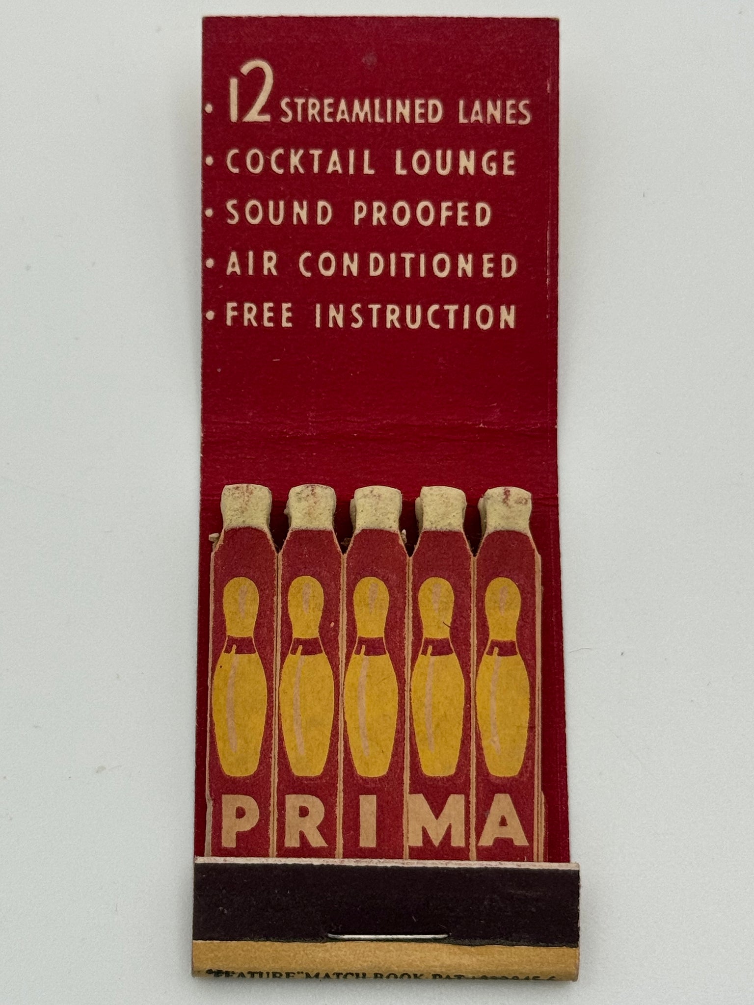 "Prima Lanes" Chicago, IL Vintage Feature Matchbook