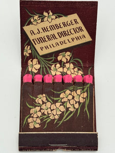 "A.J. Hemberger" Philadelphia, PA Vintage Feature Matchbook