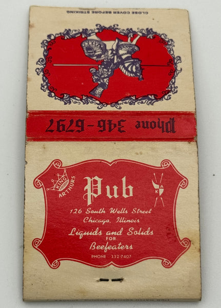 "King Arthur’s Pub" Chicago, IL Vintage Feature Matchbook