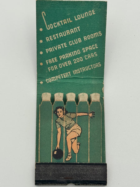 "Bowling Lanes Inc." Vintage Feature Matchbook