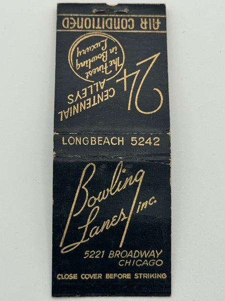 "Bowling Lanes Inc." Vintage Feature Matchbook