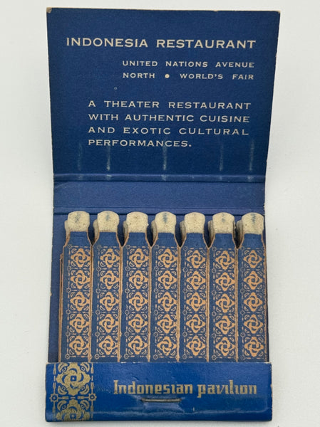 "Indonesia Restaurant" 1965 NY World's Fair Vintage Feature Matchbook