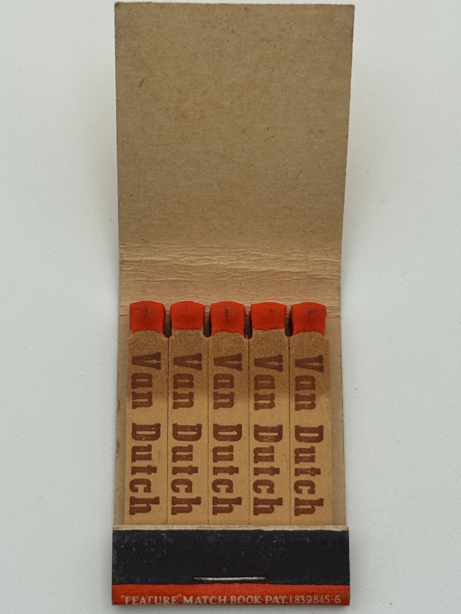 "Van Dutch Products" Vintage Feature Matchbook