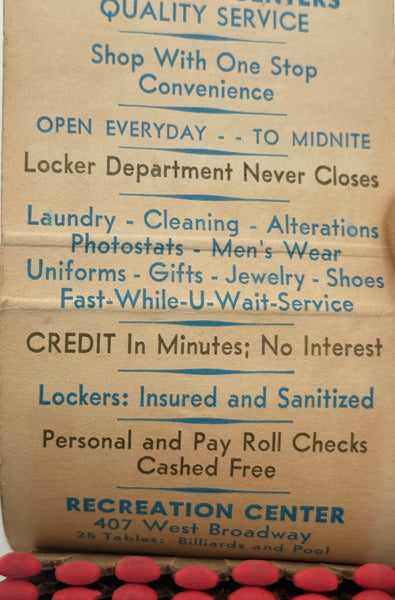 "Seven Seas Centers" Vintage Feature Matchbook