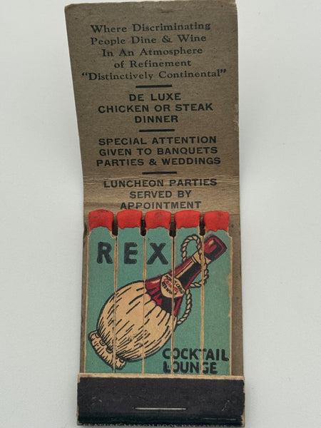 "Rex Italian Restaurant" Vintage Feature Matchbook