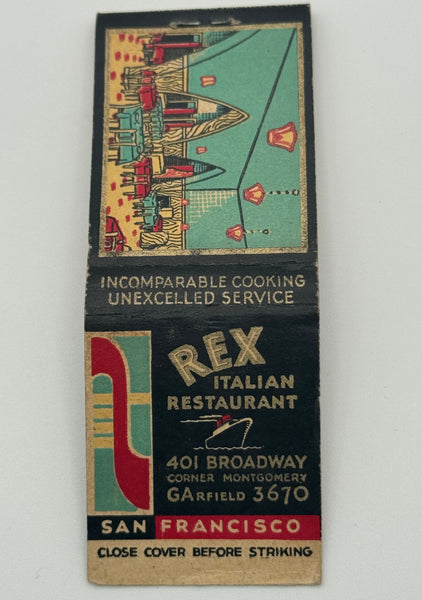 "Rex Italian Restaurant" Vintage Feature Matchbook