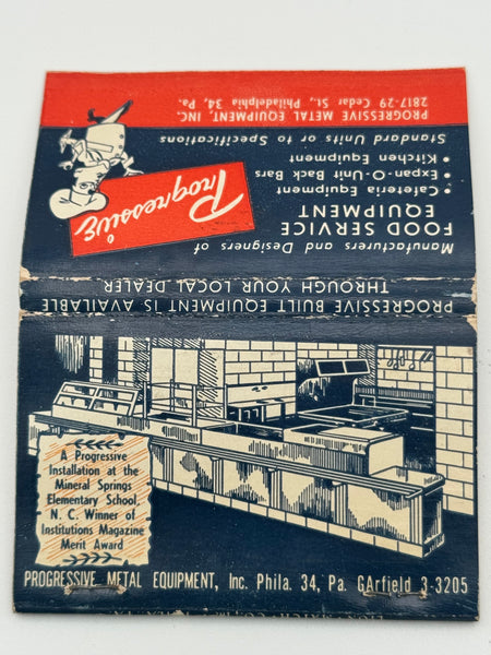 "Progressive Metal Equipment Inc." Phila, PA Vintage Feature Matchbook