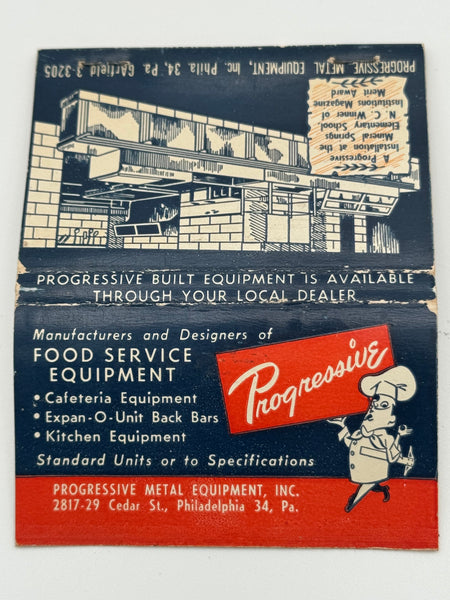 "Progressive Metal Equipment Inc." Phila, PA Vintage Feature Matchbook