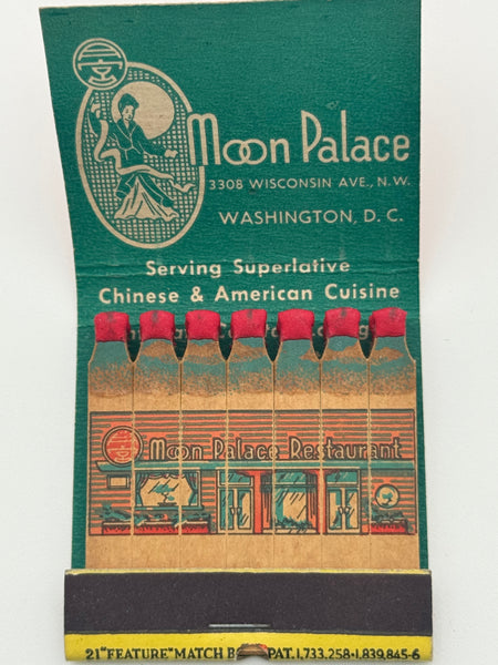 "Moon Palace Restaurant" Washington, DC Vintage Feature Matchbook