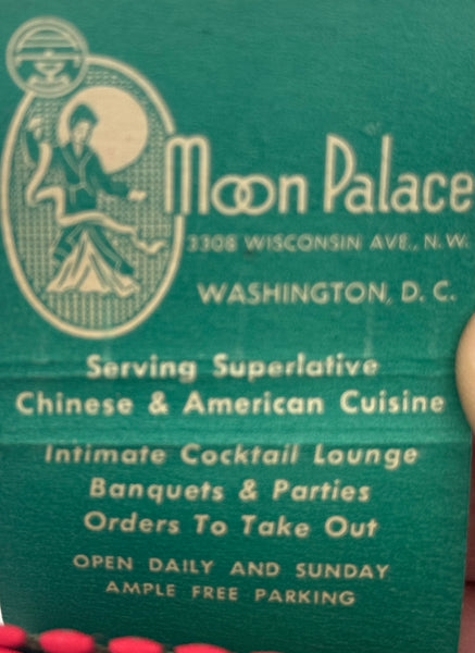 "Moon Palace Restaurant" Washington, DC Vintage Feature Matchbook