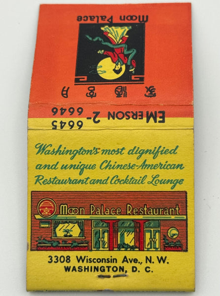 "Moon Palace Restaurant" Washington, DC Vintage Feature Matchbook