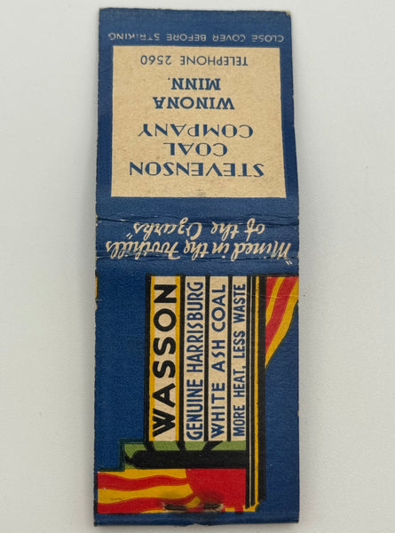 "Stevenson Coal Company / Wasson’s Coal Company" Harrisburg, IL Vintage Feature Matchbook