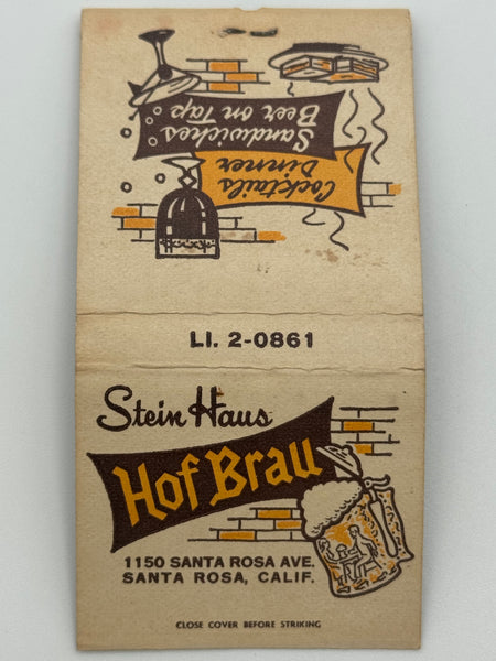 "Stein Haus Hof Brau" Santa Rosa, CA Vintage Feature Matchbook
