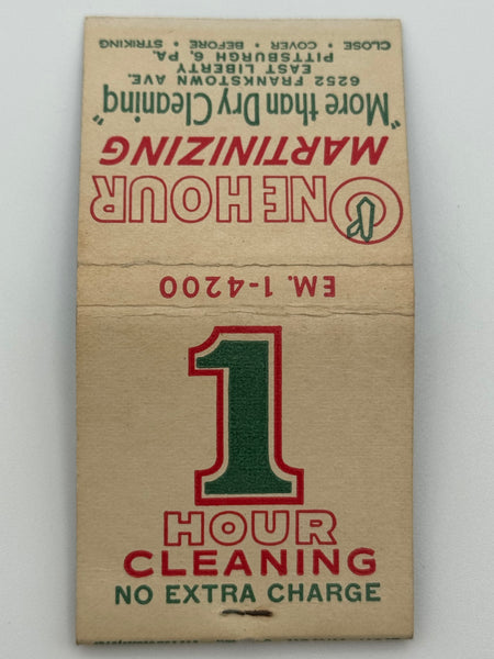 "One Hour Martinizing" Pittsburgh, PA Vintage Feature Matchbook