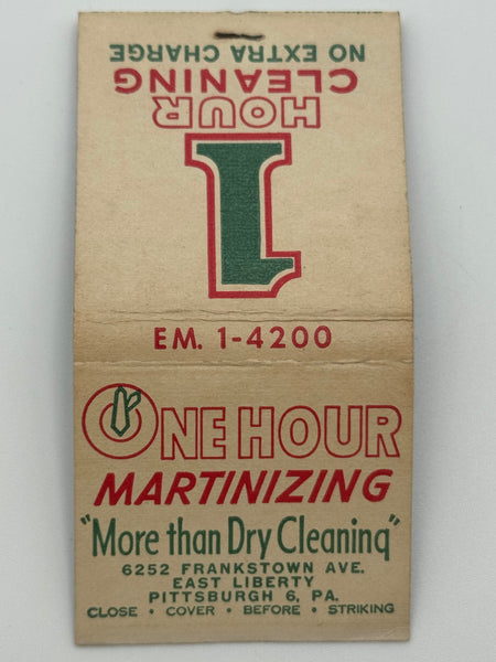 "One Hour Martinizing" Pittsburgh, PA Vintage Feature Matchbook