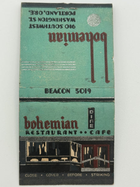 "Bohemian Restaurant" Portland, OR Vintage Feature Matchbook