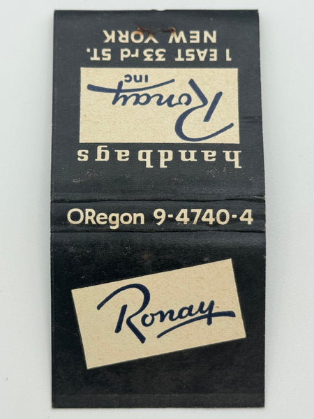 "Ronay Inc." NYC, NY Vintage Feature Matchbook
