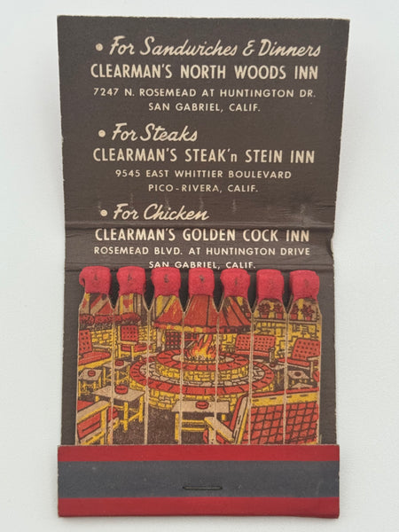 "Clearman’s Golden Cock Inn / Steak’nStein Inn" Vintage Feature Matchbook