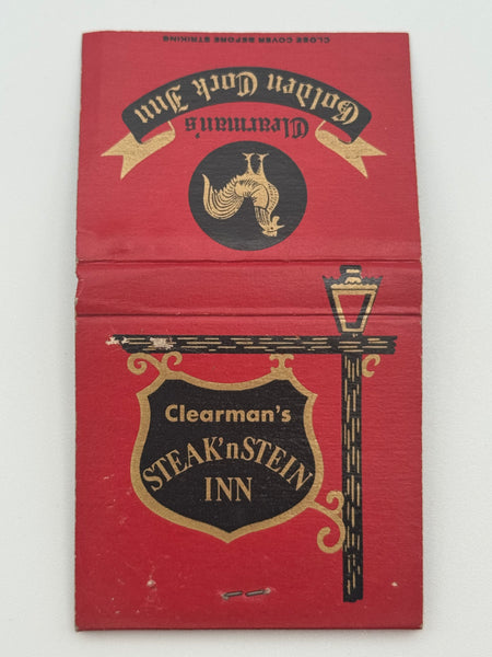 "Clearman’s Golden Cock Inn / Steak’nStein Inn" Vintage Feature Matchbook