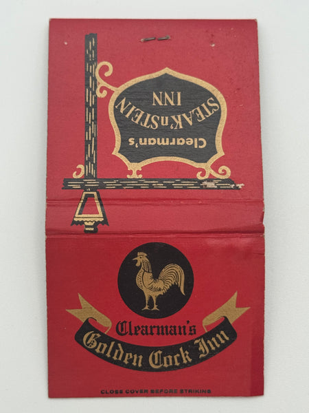 "Clearman’s Golden Cock Inn / Steak’nStein Inn" Vintage Feature Matchbook