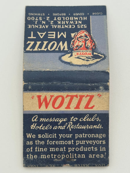 "Wotiz Meat" Newark, NJ Vintage Feature Matchbook