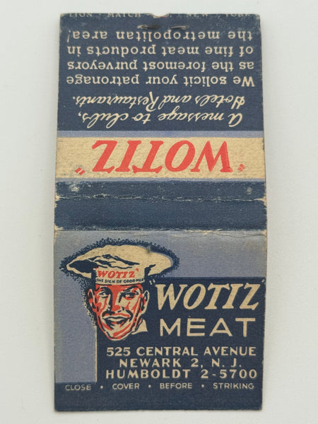 "Wotiz Meat" Newark, NJ Vintage Feature Matchbook
