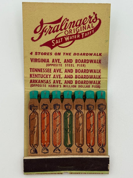 "Fralinger’s Original Salt Water Taffy" Atlantic City, NJ Vintage Feature Matchbook