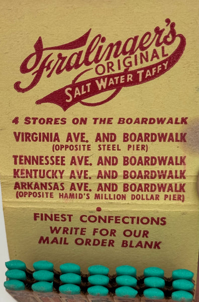 "Fralinger’s Original Salt Water Taffy" Atlantic City, NJ Vintage Feature Matchbook
