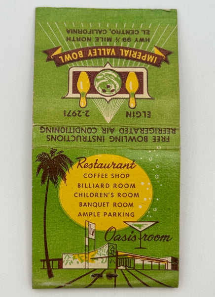 "Imperial Valley Bowl" El Centro, CA Vintage Feature Matchbook