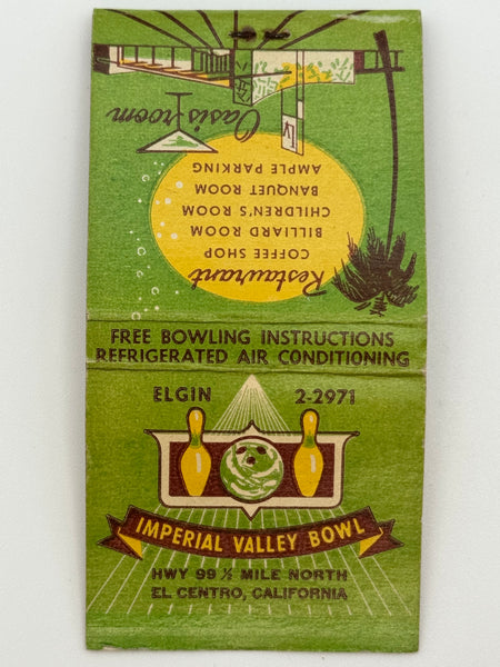 "Imperial Valley Bowl" El Centro, CA Vintage Feature Matchbook