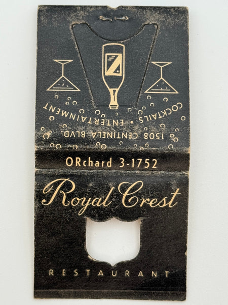 "Royal Crest" Los Angeles, CA Vintage Feature Matchbook with a Knot Hole and Easel Back!