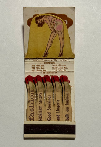 "Fashion Hosiery Shop" Vintage Feature Matchbook with a Pop-Up Display!