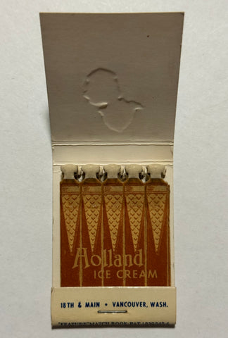 "The Holland Fountain Restaurant" Vancouver, WA Vintage Feature Matchbook with an Embossed Cover