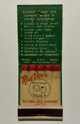 "Red Door Tavern" Vintage Feature Matchbook with a Knot-Hole Cover