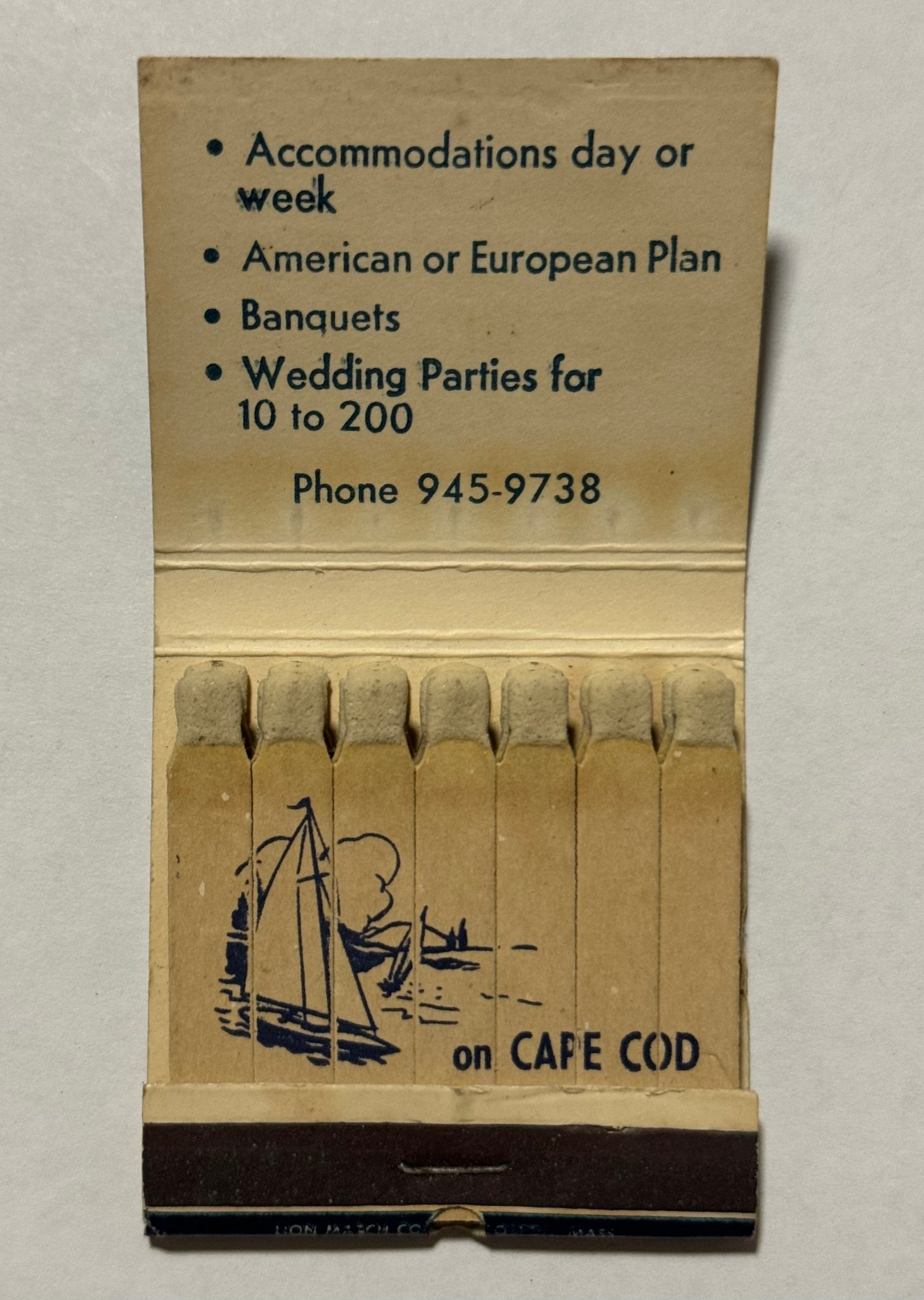 "Chatham Wayside Inn" Chatham. MA Vintage Feature Matchbook with an Easel Back