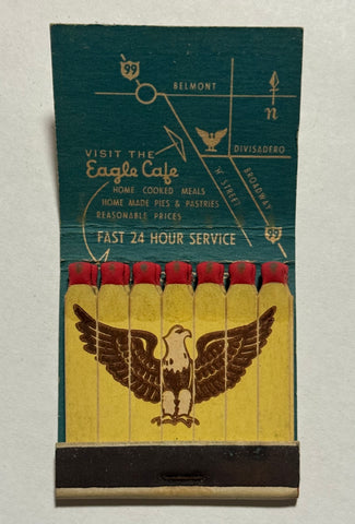 "The Eagle Cafe" Fresno, CA Vintage Feature Matchbook