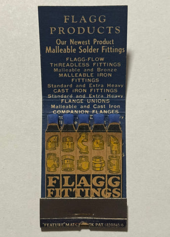 "Flagg Fittings Products" Phila, PA Vintage Feature Matchbook