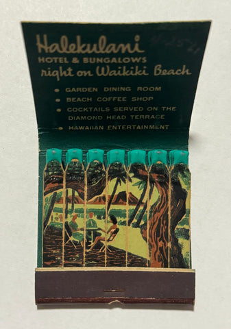 "Halekulani" Waikiki Beach, FL Vintage Feature Tiki Matchbook