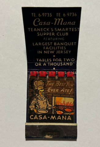 "Casa Mana" Teaneck, NJ Vintage Feature Matchbook